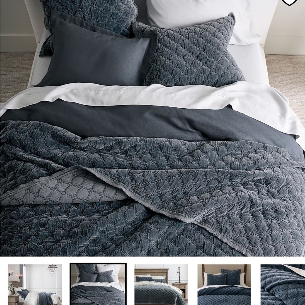 Pottery Barn Velvet Lattice Handcrafted Quilt - King
